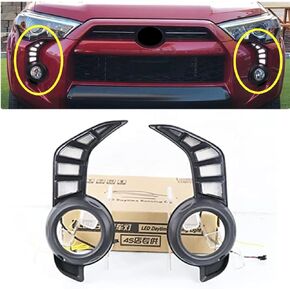 2 Pieces For Toyota 4Runner 2014-2023 Car DRL Led Daytime Running Lights With Turn Signal Running Yellow Nighttime Blue Lamp 12V Daylights Fog Lamp