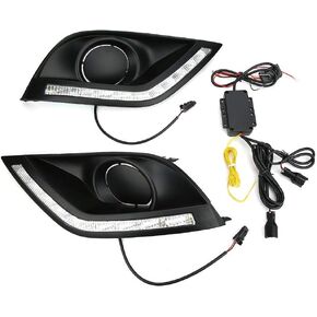 Daytime Running Light, 12V LED Daytime Running Lights Waterproof LED Daytime Light 2‑Color Fog Lamp for Nissan Almera Latio Sunny Versa 2014‑2017
