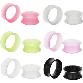 B BodyPJ Sparkles 12PCS Mix Color silicone Piercing Ear Plug Tunnels Expanders Gauge