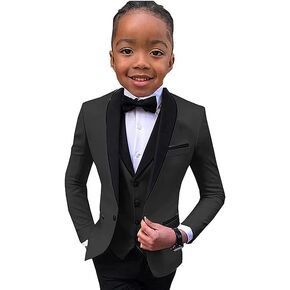 Suit for Boys Wedding Tuxedo 3 Piece Double Breasted Vest Blazer Pants Notched Lapel Formal Kids Party Suit