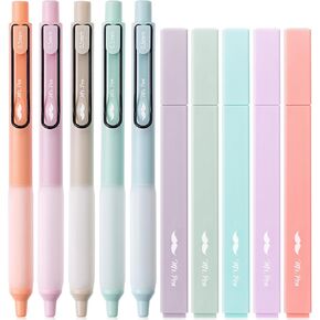 Mr. Pen- Aesthetic Highlighters and Gel Pens, 10 Pack, Pastel Morandi Color Highlighters, Assorted Color Gel Pens, Highlighter Pens, Cute Highlighters, Gel Pens