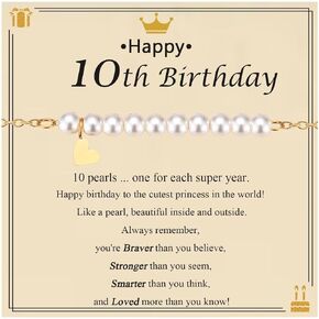 Happy Birthday Gifts for Girls 8th 9th 10th 11th 12th 13th Pearl Bracelets Best Gifts Ideas for Daughter/Granddaughter/Niece/Cousin
