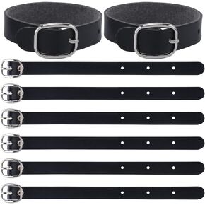 GORGECRAFT 10Pcs PU Leather Luggage Labels Strap Adjustable Faux Black Luggage Tag Loops Replacement Belts with Metal Buckle Watch Band Straps for Suitcase Travel Secure Storage Hanging Accessories