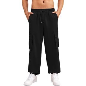 Hardaddy Mens Casual Joggers Pants Stretch Elastic Waist Drawstring Cargo Pants Tapered Sweatpants for Men with Multi Pockets in Kuwait