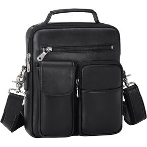 Masa Kawa Small Leather Messenger Bag Men Crossbody Shoulder 10" Tablet Bags Handbag