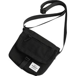 Small Crossbody Bag for Men, Canvas Messenger Bag Shoulder bag, Mens Crossbody Bag Travel Bag Man Purse Mens Bag, Unisex Small Shoulder Bag for Phone Passport (Black)