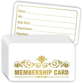 PARTH iMPEX Membership Cards - (Pack of 100) Gold Foil Stamping 3.5" x 2" Blank Member ID Entry Card