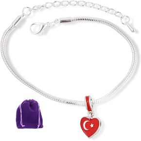Turkish Flag Snake Chain Charm Bracelet