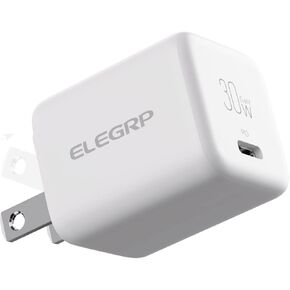 ELEGRP 30W USB C GaN Charger Cube, PD Power Delivery Fast Type C Charging Block, Wall Charger with Foldable Plug for iPhone 14/13/12/11, XS/XR/X, iPad, Pixel, AirPods, Galaxy and More