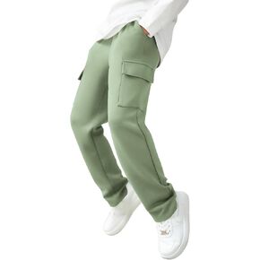 Arshiner Boys Cargo Pants Kids Elastic Waist Casual Athletic Jogger Sweatpants Open Bottom Baggy Pants with Pockets