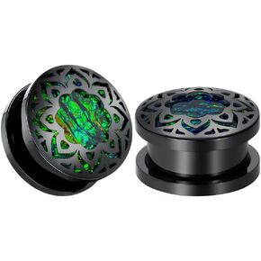 COOEAR 1 Pair Gauges For Earrings Flower Fake Opal Tunnels Ear Plugs Flesh Stretchers Expander.