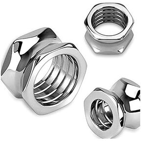 316L Surgical Steel Hexagon Screw Bolt Hollow Saddle Plugs - Sold as Pairs