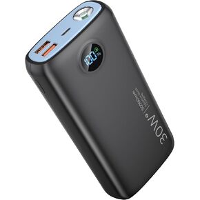 Portable Charger 30,000mAh-Output Input USB C Fast Charging LED Display SCP22.5W PD3.0 QC4.0 Power Bank, Flashlight External Battery Pack for iPhone, Samsung Galaxy, LG, and More Black