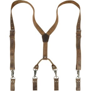 Hide & Groom, Rustic Suspenders for Groomsmen with Belt Loop Attachments, Best Men, Bachelors, Ideal for Wedding Ceremonies, Dinner Parties, Full Grain Leather, Handmade, Bourbon Brown