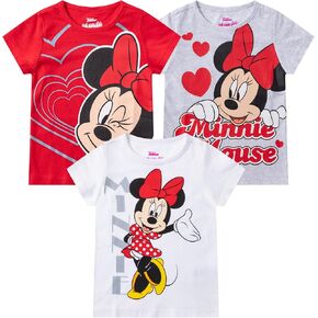Disney Minnie Mouse 3 Pack Girls Short Sleeve T-Shirt for Toddler to Big Kids