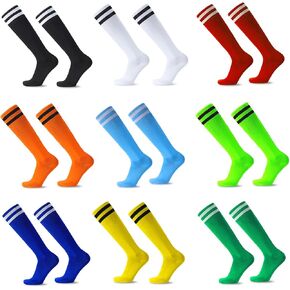 9 Pairs Soccer Socks Men, 9 Colors Knee High Tube Men Soccer Socks, Stretchy Sports Athletic Socks Training Football Socks for Men Youth