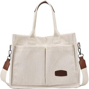 Tote Bag for Women Prite Corduroy Handbags Casual Hobo Messenger Bag Shoulder Bag with Multi-pocket