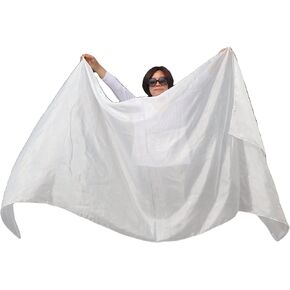Winged Sirenny Plain Color Belly Dancing Silk Veil 3 Yards, Lightweight Translucent Real Silk Shawl with Hand Rolled Edges