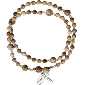 Picture Jasper Twist 4mm Rosary Bracelet