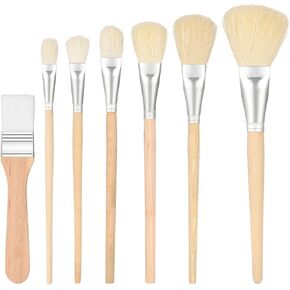 7 Pieces Mop Brush for Acrylic Painting, Assorted Size Acrylic Paint Brush Set Blending Mop Brushes with Wooden Handle Paint Brushes for Acrylic Painting Watercolor Foil Gold Oil Painting