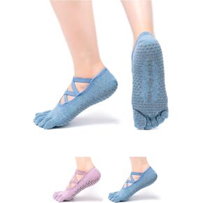 Women Non-Slip Full Toe Grip Socks With Straps, Designed For Yoga, Pilate, Dance, Ballet, Barre Or Gym Workout