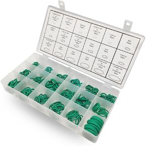 Pack-270 Car O-Ring Seal Kit, High Pressure Resistant Flexible Rubber Gasket with Quick Identification Transparent Storage Box, Multi-Functional Repair Washer Set, Universal for Cars (Green)