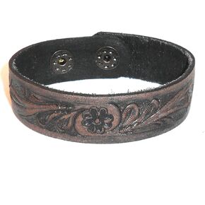 سوار معصم من الجلد الطبيعي للجنسين، أساور جلدية مصنوعة يدويًا، سوار جلدي للنساء (طول 23 سم، عرض 1.5 سم، أسود عتيق) in Kuwait