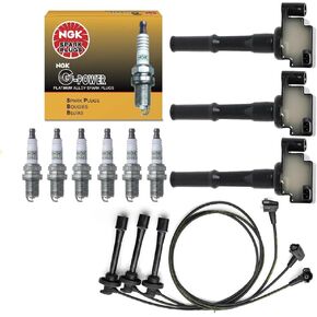 Ignition Coil Pack & NGK Spark Plug + Wireset Replacement For Toyota Tundra 4Runner T100 Tacoma 3.4 V6 1995 1996 1997 1998 2000 2001 2002 2003 2004 UF156 GN10184 9091902212 90919-02212