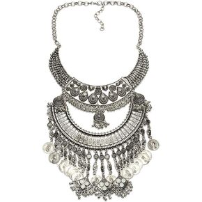 مريلة القلائد للنساء مكتنزة القوطية خمر البوهيمي العرقية الغجر بيان مهرجان قلادة المجوهرات in Kuwait