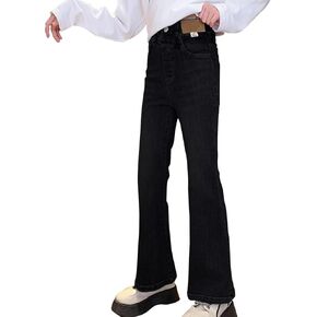 MEILONGER Girls Bell Bottom Jeans Kids Wide Leg Flared Denim Pants with Elastic Waistband Size 8,10-12,14-16,18-20