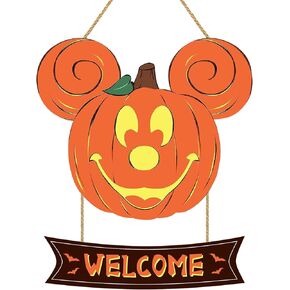 Halloween Mouse Pumpkin Decorations, Halloween Welcome Home Sign for Front Door, Halloween Door Wreath Cute Halloween Decor for Bedroom Window Wall