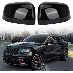 Glossy Black Direct Replacement Mirror Cover for 2011-2022 Jeep Grand Cherokee and 2011-2024 Dodge Durango, Directly Replace Style, Not Sticker Style (Black)