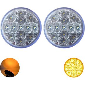 2x 2.5 Round Red Led Clearance Side Marker Lights Kit 13 LED Diodes Clear Lens Grommet Wire Pigtail Truck Utility Trailer RV UTE UTV Tractor Flush Mount Waterproof 12V Sealed