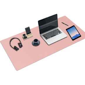 Leather Desk Pad,47"x 24"XXX Large Business Desk Pad,Waterproof Student Study Desk Mat Protector Writing Pad for Keyboard and Mouse in Home Office Accessories(XXXL-Pink)