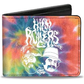 Buckle-Down Cheech & Chong Wallet, Bifold, Cheech and Chong High Rollers Smoke Pose Tie Dye Multi Color, Vegan Leather