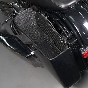 NICECNC Motorcycle Saddlebag Liners Non-Stretched 2PCS, Upgraded 4 Side Tool Pockets PU leather Compatible with 2014-2022 Harley Davidson Touring Factory Saddlebag Bottoms Non-Tapered Black