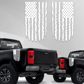 GRITKULTURE Distressed American Flag Vinyl Decal 2 Pack 17 inch by 9 inch for Trucks, Tailgate, Cars, Windows Compatible with Most Pickup EUA Flag - Rear Graphic USA, US Flag Car Sticker (Black)