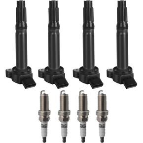 Ignition Coil Iridium Spark Plugs Set of 4pcs UF487 Compatible with Toyota Avalon Camry Highlander RAV4 Venza Sequoia Tundra Lexus ES300h IS250 NX300h LS460 2.5L 2.7L 4.6L 5.7L