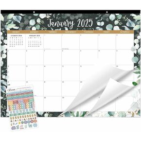 bloom daily planners 2025 Desk Calendar - 21" x 16" Large Monthly Organizer Pad with Stickers (January 2025 - December 2025) Desktop Blotter - Greenery