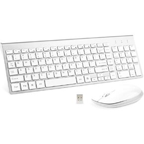 Wireless Keyboard and Mouse - USB Slim 2.4G Ergonomic Wireless Keyboard Mouse Combo Number Pad for Laptop PC Computer Mac (Black Grey)