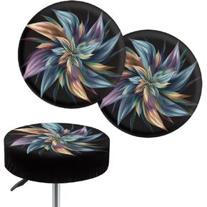 Leopard Pattern 2 Pcs Round Stool Covers with Elastic Band Stretchy Round Chair Stool Seat Slipcover Round Anti-Scratch Stool Cushion Cover Set