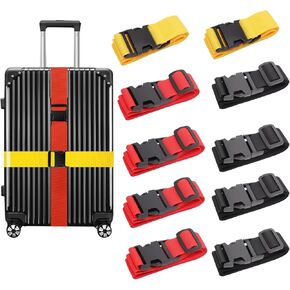 Adjustable Luggage Straps, 10 Pack, TSA Approved, Suitcase Belts with Buckle Closure, Travel Packing Security Straps