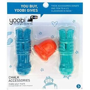 Yoobi Chalk Accessory Pack, 2 Holders, 1 Sharpener - Multicolor
