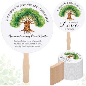 20 Pieces Family Reunion Party Favors Family Tree Folding Paper Fans Round Folding Fans Handheld Paper Fans Remembering Our Roots Paper Fans with Handle for Family Party Favors Gifts