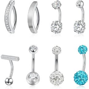 14G Clicker Belly Button Ring 10MM/12MM Surgical Stainless Steel Hinged Belly Button Rings Belly Barbell Piercing Navel Barbell Body Jewelry