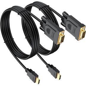 محول UVOOI HDMI إلى VGA، كابل HDMI إلى VGA ذكر إلى أنثى سلك عرض الشاشة 1080P@60 هرتز لسطح المكتب والكمبيوتر المحمول والكمبيوتر الشخصي وجهاز العرض والتلفزيون عالي الدقة والمزيد (ليس ثنائي الاتجاه) - حزمة واحدة