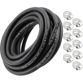 1/4 inch,25Ft Fuel Line Hose Push Lock NBR Rubber SAE 30R7 300PSI,10 pcs 6-12 Clamps,used in fuel system,PCV system,steam emission,oil cooling