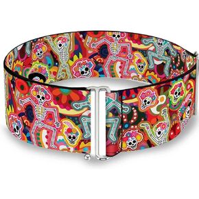 Buckle-Down Women's Cinch Belt Dancing Catrinas Multi Color 23 to 42 Inch, Multicolor