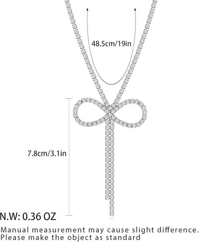 FAMARINE Silver Plated Bow Necklace for Women Simple Cubic Zirconia Silver Bow Neckace for Women Gift in Kuwait