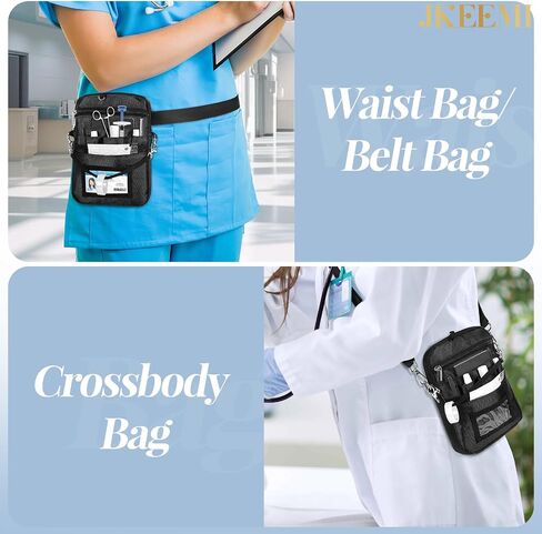 Nurse Fanny Pack with Medical Gear Pockets, Utility Medical Nurse Pouch for Women, Nurse Bags for Work with 2 Adjustable Straps, Student and Nurse Use,Black in Saudi Arabia